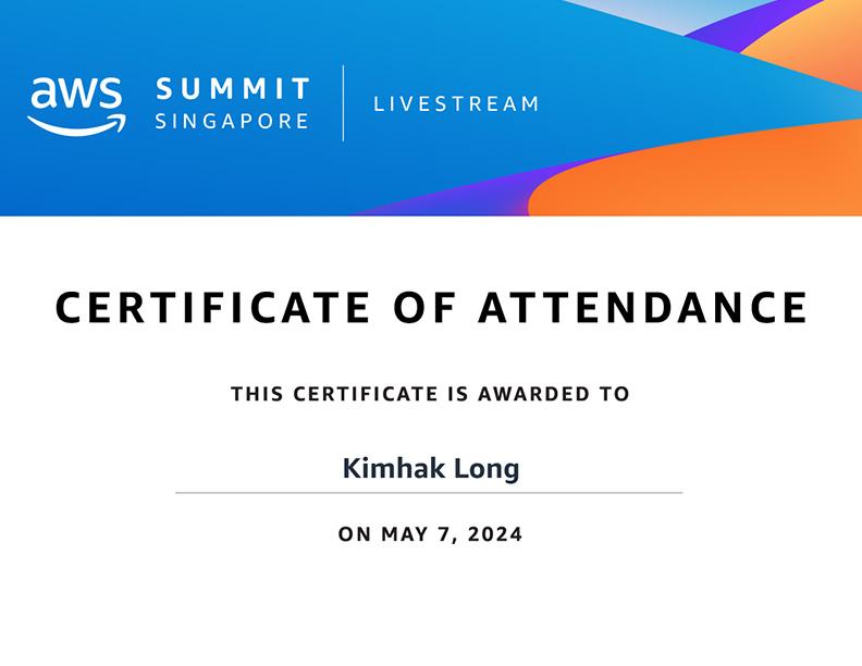 certificate aws summit attendance